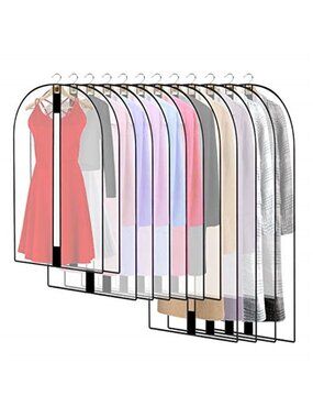 Clear Garment Bags Set of 12 Suit Dress Storage Closet Dust Proof Zipper Covers
